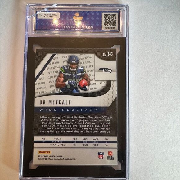 2019 Panini Prizm DK Metcalf #343 RC GRADED Gem Mint 10 - Picture 2 of 3